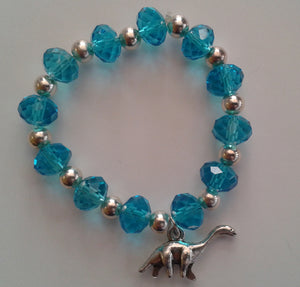 Blue Crystal Bracelet with Dinosaur Charm