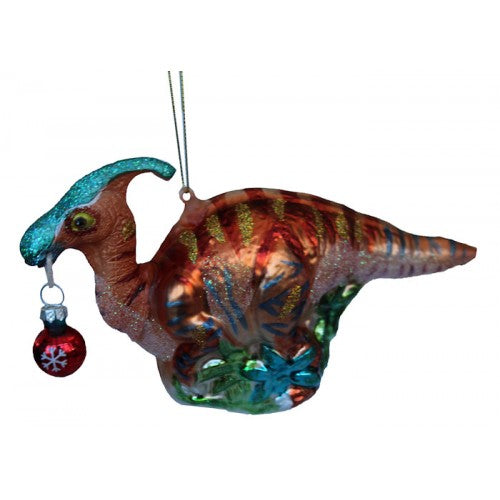 Parasaurolophus Glass Tree Ornament