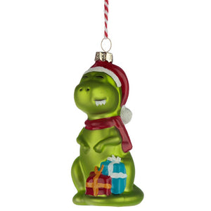 T-rex Glass Christmas Tree Decoration