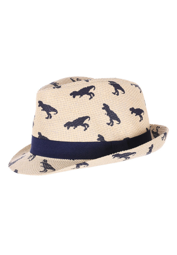 T-rex Straw Trilby Hipster Hat