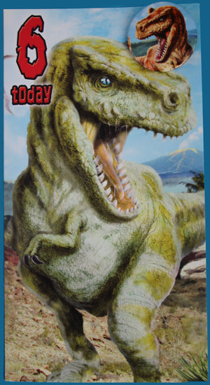 T-rex Birthday BADGE Card - AGE 6