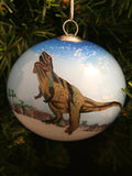 T-rex Handpainted Glass Ornament